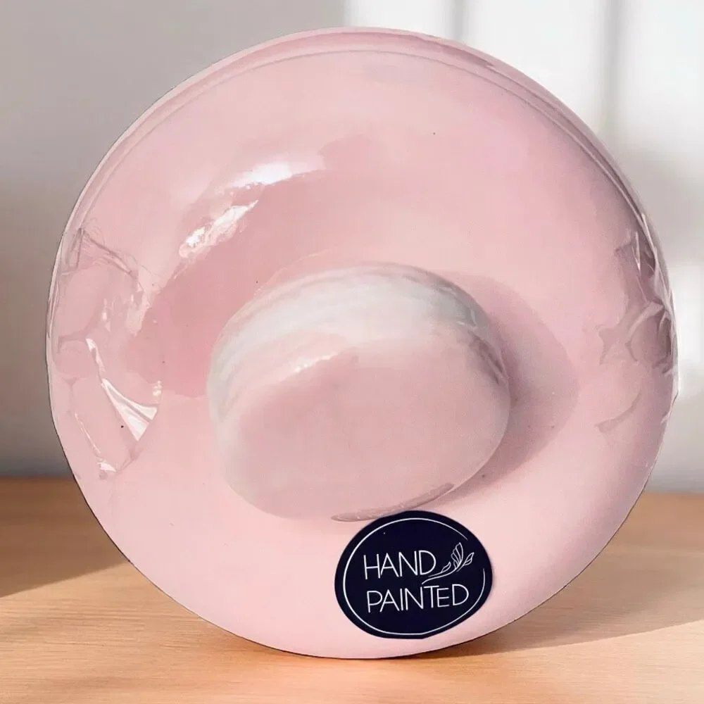 NWT LUNA & SAGE Gorgeous Macaron Pink White Glossy Ceramic 7”Canister Jar w Lid
